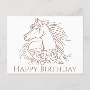 Cartão Postal Cavalo Feliz Aniversário Pôneo Equestre