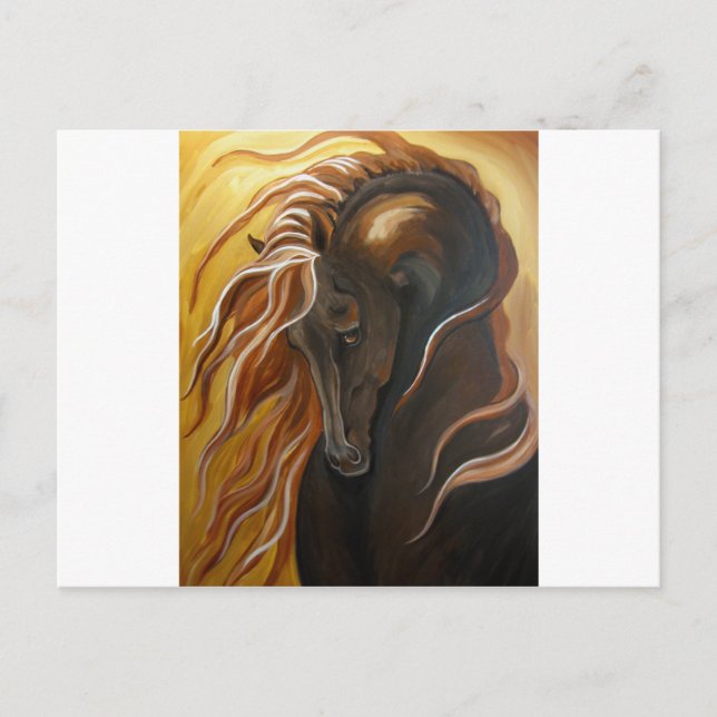 Cartão Postal Cavalo Frísia ouro (Frente)