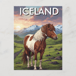 Cartão Postal Cavalo islandês na Islândia Viagem