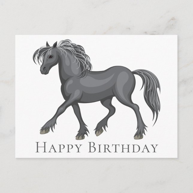Cartão Postal Cavalo Justo Feliz Aniversário Pôneo Cavalo Equest (Frente)
