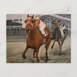 Cartão Postal Cavalo Lindo Delicia Proprietários em Corrida Clás