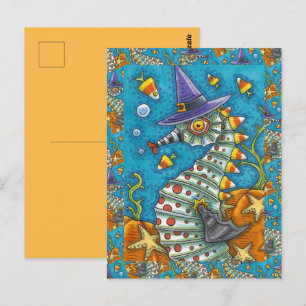 Cartão Postal CAVALO-MARINHO DE MILHO DE TRIGO DE Halloween, PEI