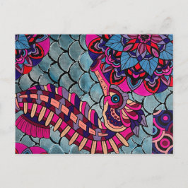 Cartão Postal Cavalo-marinho rosa e roxo