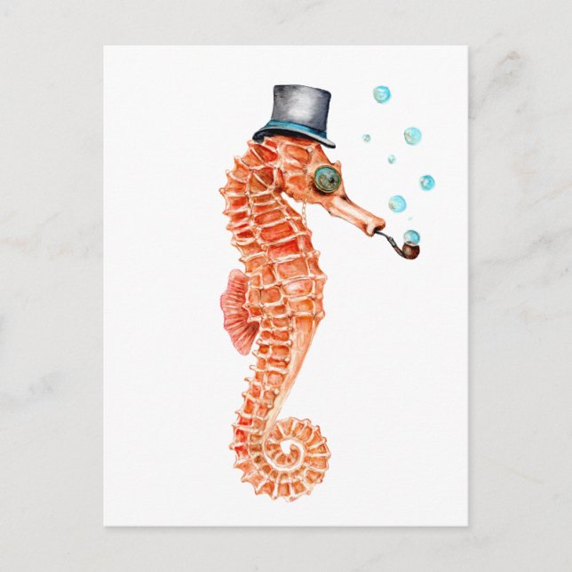 Cartão Postal Cavalo-marinho Steampunk (Frente)