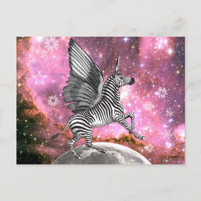 Cartão Postal Cavalo-marinho Zebra Pegasus (Frente)