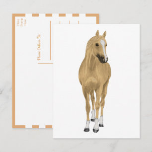 Cartão Postal Cavalo Marrom Fofo Some Você Olá Aquarela Cavalo