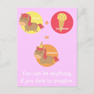Cartão Postal Cavalo Marrom Kawaii tentando ser um Unicórnio