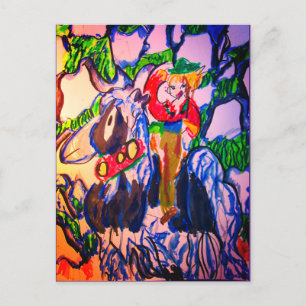 Cartão Postal Cavalo no vidro de inverno bloco de fotos com queb