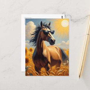 Cartão Postal Cavalo nos óculos de sol