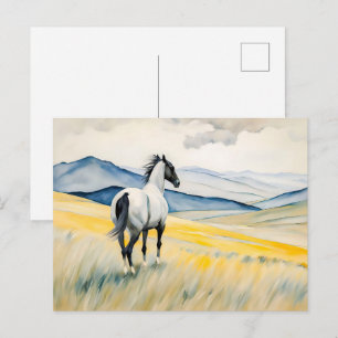 Cartão Postal Cavalo Observando Paisagem Cênica