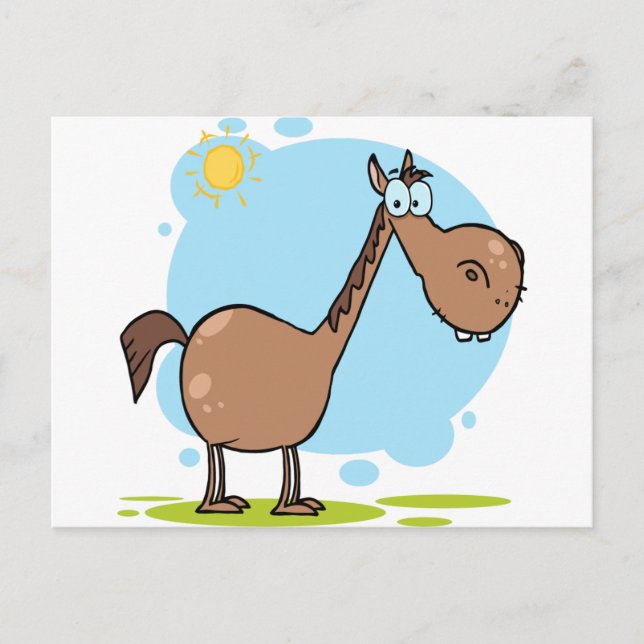 Cartão Postal Cavalo personagem de desenho animado (Frente)
