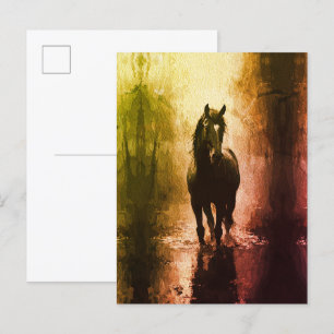 Cartão Postal Cavalo Preto Místico – Fantasia Equina Sombria