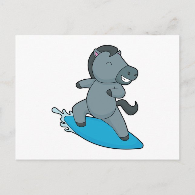 Cartão Postal Cavalo Surfista Esportes aquáticos (Frente)