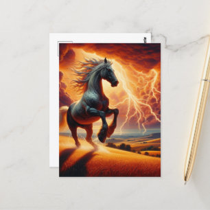 Cartão Postal Cavalo Surreal em uma Tempestade