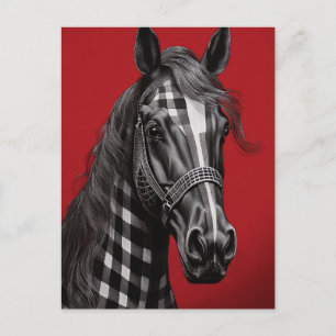 Cartão Postal Cavalo Xadrez Preto 