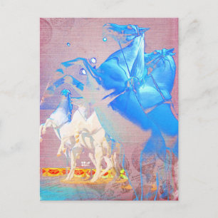 Cartão Postal Cavalos de Arte Digital Circus