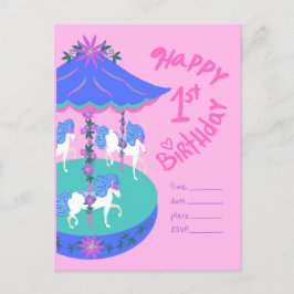 Cartão Postal  Cavalos de Carrossel 1º aniversário