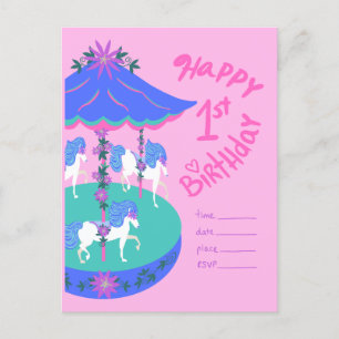 Cartão Postal  Cavalos de Carrossel 1º aniversário