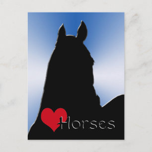 Cartão Postal Cavalos do Coração I (rajada metálica azul)