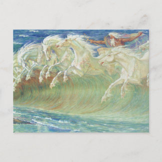 Cartão Postal Cavalos do Rei Netuno na Praia