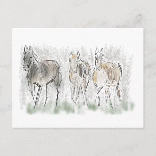 Cartão Postal Cavalos em abstrato (Frente)