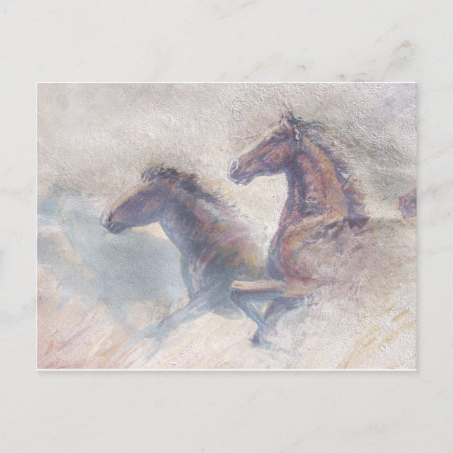 Cartão Postal Cavalos Em Embriacho (Frente)