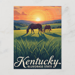 Cartão Postal Cavalos em Lexington Kentucky Sunset