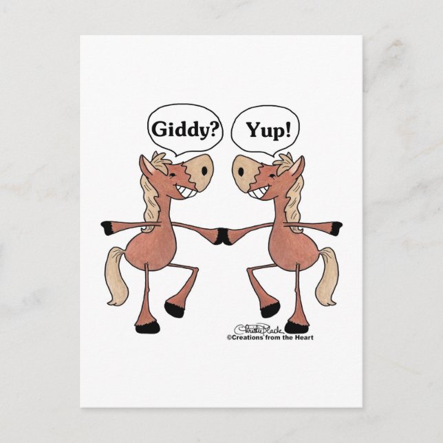 Cartão Postal Cavalos Giddy Up (Frente)