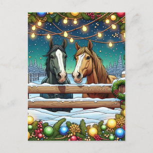 Cartão Postal Cavalos, Luzes de Natal Personalizadas