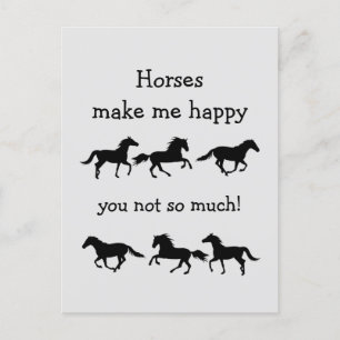 Cartão Postal Cavalos Me Fazem Feliz Você não Tanto Citação Engr