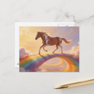Cartão Postal Cavalos Pintados Cruzam Uma Ponte de Chuva