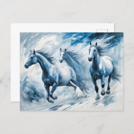 Cartão Postal Cavalos Selvagens Atravessando Ondas