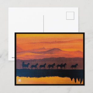 Cartão Postal Cavalos Selvagens de Montana Pintura de Alfred Fox
