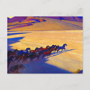 Cartão Postal Cavalos Selvagens de Nevada, 1927 por Maynard Dixo
