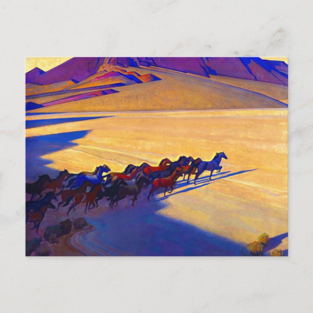 Cartão Postal Cavalos selvagens de Nevada por Maynard Dixon (Frente)