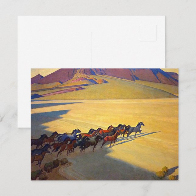 Cartão Postal Cavalos selvagens de Nevada por Maynard Dixon (Frente/Verso)