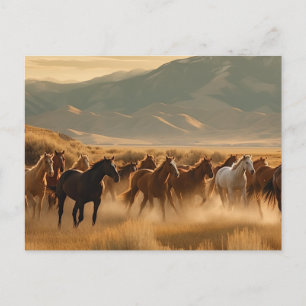 Cartão Postal Cavalos Selvagens em Campo Ouro