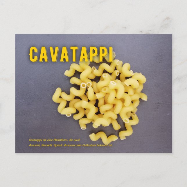 Cartão Postal Cavatappi Italienisches Restaurant Rezept zutat (Frente)