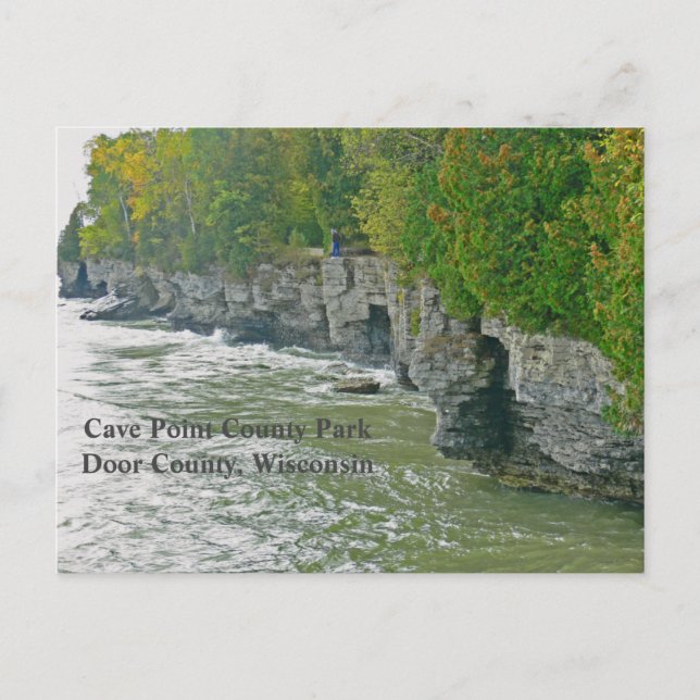 CARTÃO POSTAL "CAVE POINT COUNTY PARK" / BELA DOOR COUNTY (Frente)