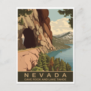 Cartão Postal Cave Rock and Lake Tahoe Nevada, Viagem