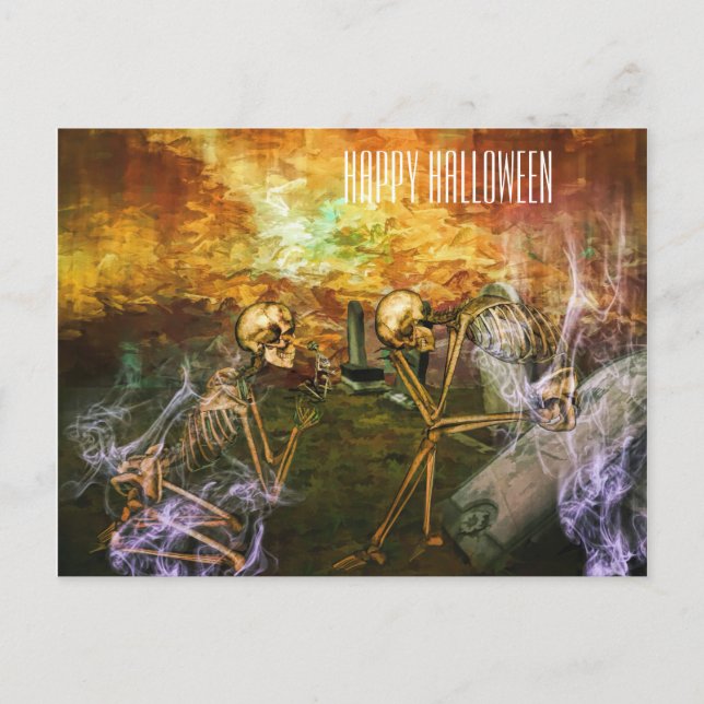 Cartão Postal Caveira Assustadora de Halloween (Frente)