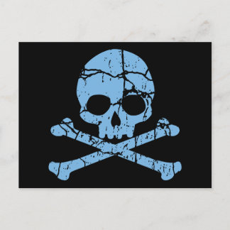 Cartão Postal Caveira Azul vestida e Crossbones