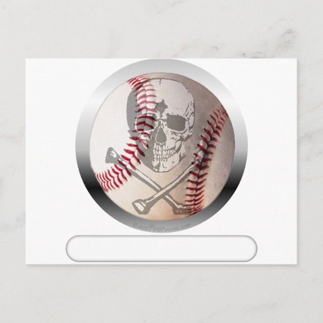 Cartão Postal Caveira de Baseball e Crossbones (Frente)