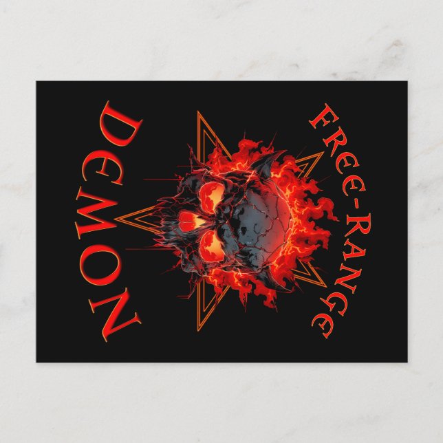 Cartão Postal Caveira do Demônio do Inferno Dia de as Bruxas eng (Frente)