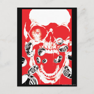 Cartão Postal Caveira e anéis - Vermelho