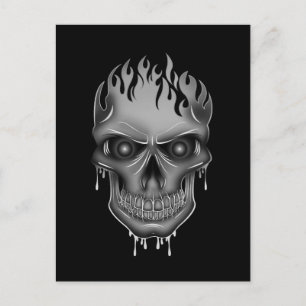 Cartão Postal Caveira Flame - Prateado