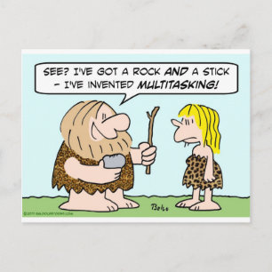 Cartão Postal caveman inventa bastão de rock multitarefa