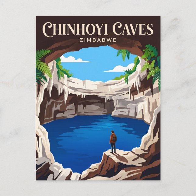 Cartão Postal Cavernas de Chinhoyi Zimbábue (Frente)