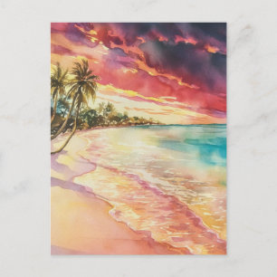 Cartão Postal Cayman Island Watercolor Painting