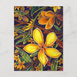 Cartão Postal CBjork Yellow Island Plumeria Art